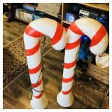 Pair Of Candy Cane Blowmold Decorations (Vintage)
