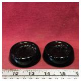 Pair Of Amber Glass Furniture Coasters (Vintage)
