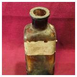 Amber Glass Poison Bottle (Antique)