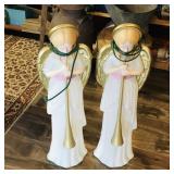 Pair Of Angel Blowmold Christmas Decorations