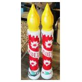 Pair Of Noel Candle Blowmold Decorations (Vintage)