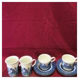 Blue Willow Pattern Saucers & Cups (Vintage)