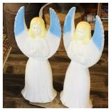 Pair Of Angel Blowmold Christmas Decorations