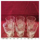Set Of 6 Sunflower Pattern Drinking Glasses