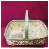 Glass Set & Painted Wooden Picnic Basket (Vintage)