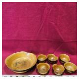 Knot-Wood Bowl & Cups Set (Vintage)