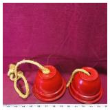 Pair Of Painted Pottery Decorations