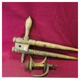 Lot Of Wooden Wool Spinner Parts (Antique)