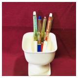 Ceramic Pen Holder & Vintage Pens