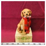 1984 Schmid Musical Christmas Dog (6 1/4" Tall)