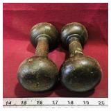 Pair Of Cast Iron Hand Weights (Antique)