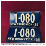 1939 Matching New Brunswick License Plates