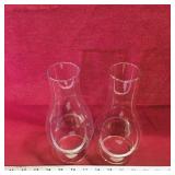 Pair Of Glass Oil Lamp Chimneys (Vintage)