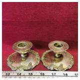 Pair Of E.P. Lead Candleholders (Antique)