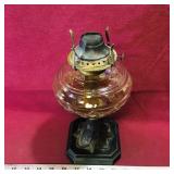 Glass With Metal Base Kerosene Lamp (Vintage)