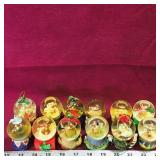 Lot Of 12 Small Snow Globe Christmas Ornaments