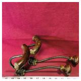 Pair Of Wood & Metal Wall Mount Coat Hangers