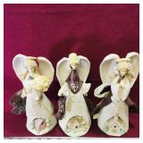 Set Of 3 Resin Angel Figurines (9" Tall)