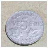 1933 Canadian 5 Cent Coin