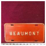 Beaumont License Plate (Vintage)