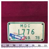 1978 New Brunswick Motorcycle License Plate