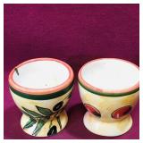 Pair Of Painted Ceramic Egg Cups (Vintage)