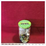 Glass Jar Filled With Assorted Screws & Misc.
