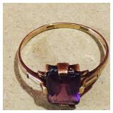 Antique 10K Gold Amethyst Ladies Ring (Size 7)