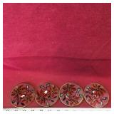 Set Of 4 Painted Glass Poinsetta Coasters