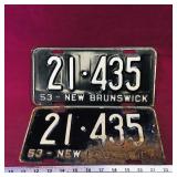 1953 Matching New Brunswick License Plates