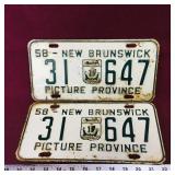1958 Matching New Brunswick License Plates
