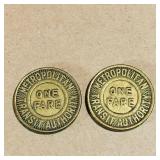 Lot Of 2 Metropolitan Transit Authority Tokens