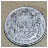 Silver 1945 Canadian 50 Cent Coin