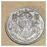 Silver 1941 Canadian 50 Cent Coin