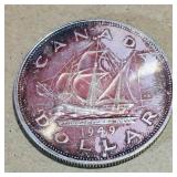 Silver 1949 Canadian Dollar Coin