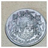 Silver 1943 Canadian 50 Cent Coin