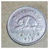 1939 Canadian 5 Cent Coin