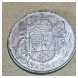 Silver 1951 Canadian 50 Cent Coin