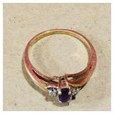 10K Gold Amythest Ladies Ring (Size 6)