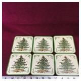 Set Of 6 Christmas Tree Coasters (Vintage)