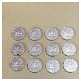 Lot Of 12 1960 Canadian 5 Cent Coins