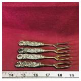 Set Of 4 Silver-Plate Pickle Forks (Vintage)