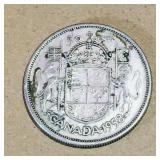 Silver 1958 Canadian 50 Cent Coin