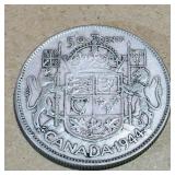 Silver 1944 Canadian 50 Cent Coin