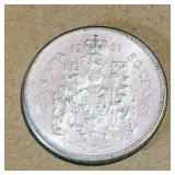 Silver 1961 Canadian 50 Cent Coin