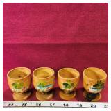 Set Of 4 Wooden Souvenir Egg Cups (Vintage)