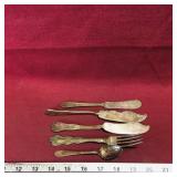 Lot Of 5 Silver-Plate Utensils (Antique)
