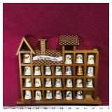 Thimble Display Case With 24 Thimbles (Vintage)