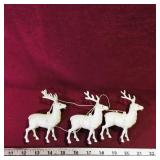 Set Of 3 Plastic Reindeer Decorations (Vintage)