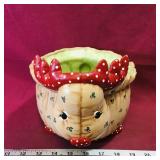 Signed Pottery Christmas Plant Pot